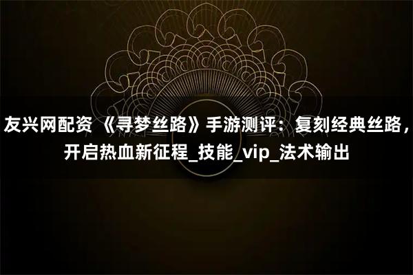 友兴网配资 《寻梦丝路》手游测评:复刻经典丝路,开启热血新征程_技能_vip_法术输出