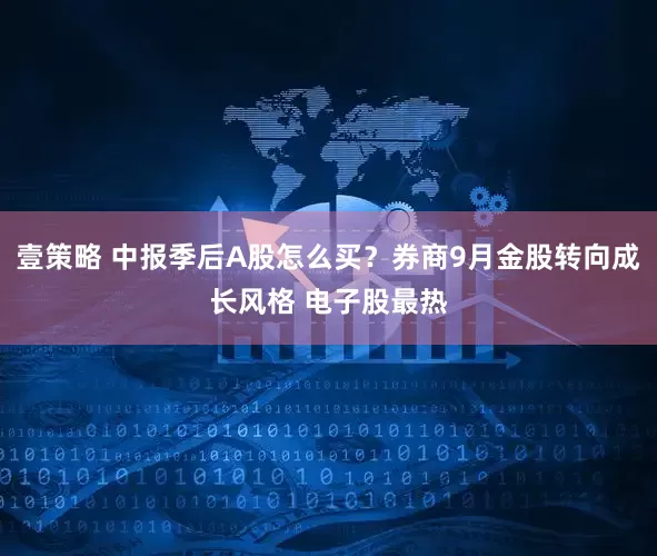 壹策略 中报季后A股怎么买？券商9月金股转向成长风格 电子股最热