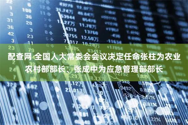 配查网 全国人大常委会会议决定任命张柱为农业农村部部长、张成中为应急管理部部长